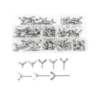 Set di bulloni ad alette, viti a farfalla con dado, acciaio inossidabile M3 M4 M5 M6 M8, kit di viti a testa ad alette(M3 160pcs)