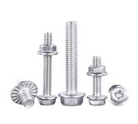 Set di bulloni flangiati a croce in acciaio inossidabile 304, bullone esagonale esterno dentato anti-allentamento, dado combinato, guarnizione integrata, design M3-M10(M5*90(10pc))