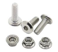 Set di bulloni for mobili con testa piatta in acciaio inossidabile 304, vite di bloccaggio esagonale con dado flangiato, vite for mobili, connettore combinato M3-M8(10mm,M4 (10Set))