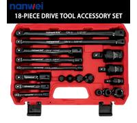 Set di bussole a da 18 pezzi con barre di prolunga, giunti universali a , adattatori per bussole e raccordi per punte a , Cr-Mo, kit di attacco da 1/4", 3/8" e 1/2", per l'uso e come idea regalo
