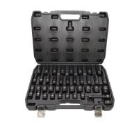 Set di bussole a impatto AWTOOLS da 1/2", 40 pezzi, corte e lunghe, linea nera.