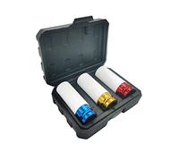 Set di bussole a impatto da 3 pezzi con inserti protettivi, attacco da 1/2", per cerchi in lega 17, 19 e 21 mm, bussole per chiavi a impatto Cr-Mo, utensile cambio ruote e pneumatici Lunghezza 78 mm