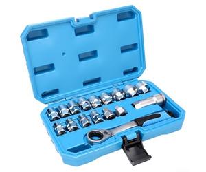 Set di bussole passanti in acciaio al cromo vanadio con manico offset per una migliore manovrabilità intorno a ostruzioni e fissaggio (17 pezzi)