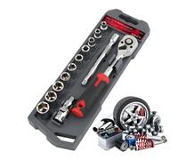 Set di bussole per auto utensili manuali metrici reversibili a 72 denti con | 13 Pezzi con Cricchetto, Chiave e Punte per Trapano per casa, falegnameria, edilizia e auto