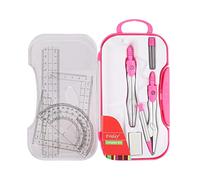 Set di bussole per geometria, set da 10 pezzi per studenti di geometria, include scatola portaoggetti, righelli, goniometro, bussola, gomma, temperamatite, ricariche di piombo, matita per disegno e
