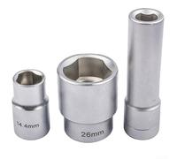 Set di bussole triangolari per riparazione pompa ad iniezione, 3 pezzi dadi multi-dentati, 1/2" e 14,4 mm e 26 mm, 78 mm/43 mm/38 mm, prese in metallo trattate termicamente, resistenti alla ruggine