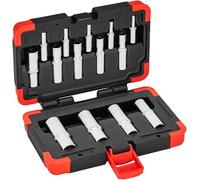 Set di bussole ViGOR V7014 T, 14 pezzi, 1/4, 3/8, 1/2 pollice con attacco quadro cavo, profilo E4 - E24, per lavori precisi in aree difficili da raggiungere'.