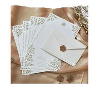 Set di buste in lino retrò, carta da lettere, sigillo cera, for d'amore, festival, inviti nozze, kraft Per matrimoni o altri eventi(10sheets paper A)