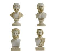 Set di busti filosofi greci Socrate Aristotele Ippocrate Platone alabastro statue tono oro