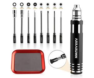 Set di cacciaviti 10 in 1 RC con cacciavite a testa piatta Hex 1,5/2,0/2,5/3,0/4,0/5,5 mm, set di attrezzi RC per RC auto, modello aeroplano, elicottero, drone, barca, robot