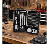 Set di cacciaviti 115 in 1, kit di precisione per riparazione con bit magnetici e valigetta per elettronica e casa, argento