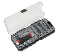 Sealey Denti Fini Cricchetto Screwdriver Presa & Set di Punte 38pc AK64905
