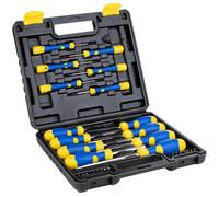 Kinzo Set di cacciaviti, 32 pezzi, con valigetta per attrezzi, cacciavite con punta magnetica, nero, giallo, blu
