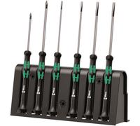 Wera, 2035/6 B Assortimento di giraviti per l'elettronica + rack, 6 pezzi