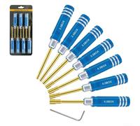 Set di cacciaviti esagonali, 7 pezzi, 2,0-5,0 mm, per modelli RC, auto, camion, barche, robot, manico in lega di alluminio, acciaio ad alta velocità, rivestito in Ti blu
