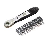 Set di cacciaviti magnetici ad angolo retto, mini cacciavite a cricchetto con punte Phillips, piatte, Torx, Pozidriv in acciaio - 1/4 di pollice Drive High Torque Offset reversibile a cricchetto