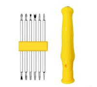 Set di cacciaviti magnetici con sei punte per viti Torx a testa piatta e a forma di stella, strumento di riparazione di precisione per computer ed elettrodomestici, kit con manico argento e giallo