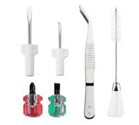 Set di cacciaviti per macchina da cucire - Strumenti di pulizia da 6 pezzi con pinzette curve e spazzola a doppia testa | Include manici rosso-verdi, cacciaviti grandi piccoli con una sola parola, dis