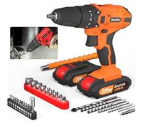 Set di cacciaviti portatili da 21 V con 29 punte da trapano, 2 batterie da 1500 mAh, 25+1 impostazione di coppia, 45 N.m Max2, luce LED a velocità variabile per progetti fai da te domestici (arancione