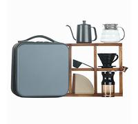 Set di caffettiera con bollitore in acciaio inox, macinino, gocciolatore, filtri e borsa da viaggio per una perfetta preparazione a casa o in viaggio