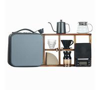 Set di caffettiera con bollitore in acciaio inox, macinino, gocciolatore, filtri e borsa da viaggio per una perfetta preparazione a casa o in viaggio