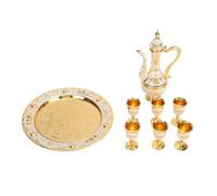 Set di caffettiere vintage, set di teiere in metallo con 6 tazze e vassoio, macinacaffè turco in lega di zinco in stile retrò di lusso alla maniera della corte europea per casa, ma (Oro bianco)