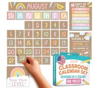 Set di calendari in classe, set di bollettini, calendario scolastico per la scuola elementare e preschool, bollettini decorativi con grafici e stagioni, Kraft Teacher Must Haves