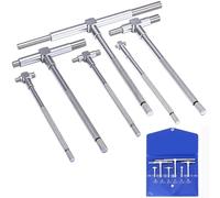 Set di calibri for fori a T da 6 pezzi sfusi, calibro telescopico ad azione fluida con portata da 5/16" - 6" con blocco, misuratore a T telescopico ad alta precisione