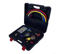 Set di calibro collettore in alluminio, 4 livelli di misurazione della | Manometro a 4 vie, compatibile con R22/R134A/R410A, custodia per il trasporto, indicatore di pressione preciso