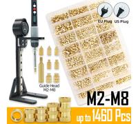 Set di calore Inserto Pressa Strumento Punta per saldatore elettrico M2 M3 M4 M5 M6 M8 Filettatura Inserti in ottone Dado Kit incorporato per la stampa 3D