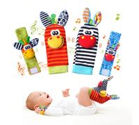 Set Di Calzini Con Sonagli Per Polso E Caviglia, Braccialetto Per Mano E Rattle Per Piedi, Calzini Per Gambe Per Neonati Morbidi E Sensoriali, Giocattoli Morbidi Per Neonati, Sonagli Per Neonati Per B
