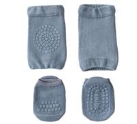 Set di calzini e ginocchiere per bambini, in cotone pettinato elastico, antiscivolo, design inferiore per passeggiate al chiuso, Blu, S