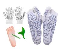 Set di calzini per riflessologia con strumenti e guanti, calzini unisex per punti di pressione con strumenti di riflessologia, kit di calze per agopuntura per massaggio ai piedi, guida per massaggio
