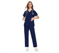 Set di camici sanitari da lavoro Uniformi da sala operatoria Top+Pantaloni Abbigliamento da lavoro Uniformi da dentista, infermiere e beauty SPA L,M,S,XL,XXLBlocchi di colore,Colore unicoTessuto intre