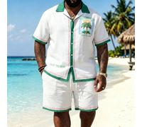 Set di camicia a maniche corte e pantaloncini con stampa mappa, per uomo taglia grande, moda estiva da vacanza, abbigliamento da spiaggia, stile Miami, comodo. Amo il mio ragazzo 2XL,3XL,4XL,5XL,6XLLe