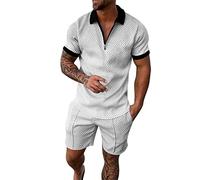 Set di camicia e da uomo Completi estivi Abito casual a maniche corte per uomo Set di da 2 pezzi Completo Portiere Calcio (Black-a, XXXL)