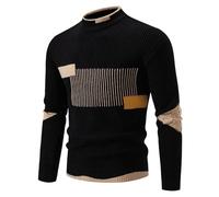 Set di camicie da uomo con collo alto a lupetto a blocchi di colore per uomo Match Crochet Warm Knit Inverno Autunno Set 2025, E-046 Nero, L