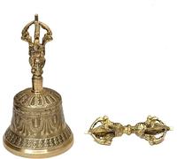 Set di campane tibetane buddiste da meditazione e dorje, realizzate in Nepal, 100% realizzate a mano, in bronzo, per la decorazione della casa, per meditazione, preghiera, Reiki, chiarezza, messa a
