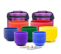 Set Di Campane Tibetane Di Cristallo, Kit Da 6-12 Pollici, 7 Pezzi 12C 11D 10E 9F 8A 7G 6B, For Meditazione, Yoga, Guarigione Del Corpo, Con Custodie Resistenti E Bacchette For Campane Tibetane.
