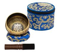 Set di campane tibetane, facile da suonare con custodia in tessuto, cuscino e mazzetto, realizzato a mano in Nepal per meditazione, yoga, guarigione spirituale e consapevolezza