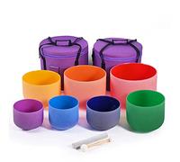 Set Di Campane Tibetane In Cristallo 440Hz, 7 Pezzi Da 6-12 Pollici, Nota AG For La Meditazione, Con Custodia For Il Trasporto Resistente, Attaccante In Pelle Scamosciata, Martello