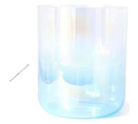 Set di campane tibetane in cristallo, 7 pollici, 432 Hz, per guarigione del suono, meditazione, preghiera, antistress, con bacchetta e O-ring (Blue,B Note)