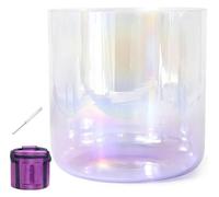 Set di campane tibetane in cristallo, 7 pollici, 432 Hz, per guarigione del suono, meditazione, preghiera, antistress, con bacchetta e O-ring (viola, F Note)