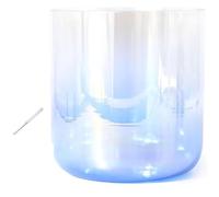 Set di campane tibetane in cristallo, 7 pollici, 432 Hz, per guarigione del suono, meditazione, preghiera, antistress, con bacchetta e O-ring (indaco, C Note)