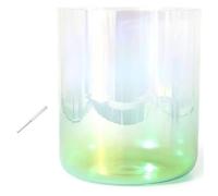 Set di campane tibetane in cristallo, 7 pollici, 432 Hz, per guarigione del suono, meditazione, preghiera, antistress, con bacchetta e O-ring (verde, ENote)