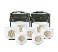 Set di campane tibetane in cristallo di quarzo smerigliato 7pcs con design fiore della vita frequenza 440Hz