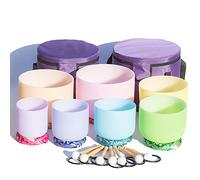 Set Di Campane Tibetane In Cristallo Smerigliato, 6-12 Pollici Di 7 Pezzi, For Meditazione, Guarigione Del Suono, Yoga, Con Custodia For Il Trasporto, Martello Di Gomma (Size : 440Hz)