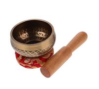 Set Di Campane Tibetane in Metallo Artigianali Con Martello Di Legno Producono Suono Risonante Per Sacro