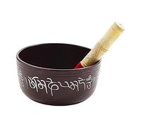 Set di campane tibetane in metallo dipinto a mano, grande strumento musicale da 17,8 cm, con bacchetta in legno, per meditazione, yoga e guarigione, Om Mani Padme Hum Peace