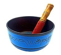 Set di campane tibetane in metallo dipinto a mano, grande strumento musicale da 17,8 cm, con bacchetta in legno, per meditazione, yoga e guarigione, Om Mani Padme Hum Peace